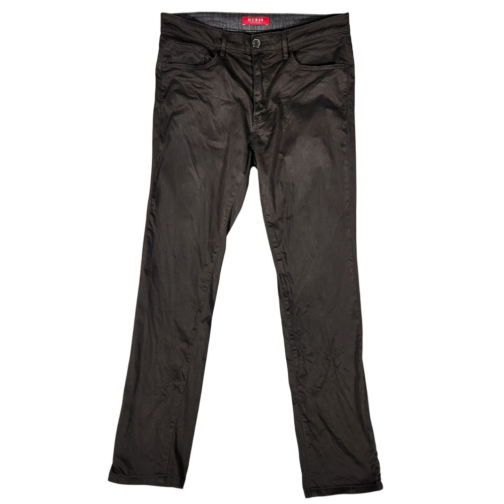 Guess Pants Mens 32x32 Black Excellent Slim Fit Five Pocket Trousers